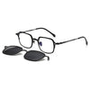 Chez Square Titanium Glasses Frame With Magnetic Sunglasses Clips