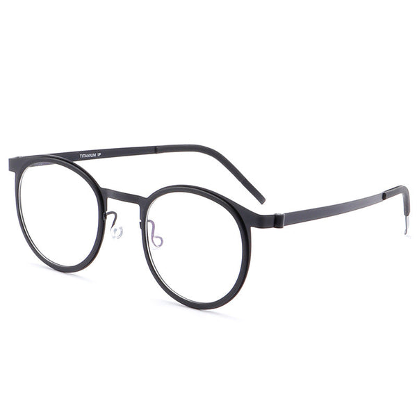 Leander Titanium Vintage Round Eyeglasses Frames 9704