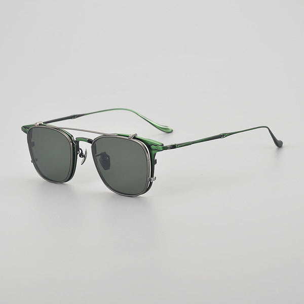 Chi Titanium Vintage Eyeglasses Frame With Sunglasses Clips