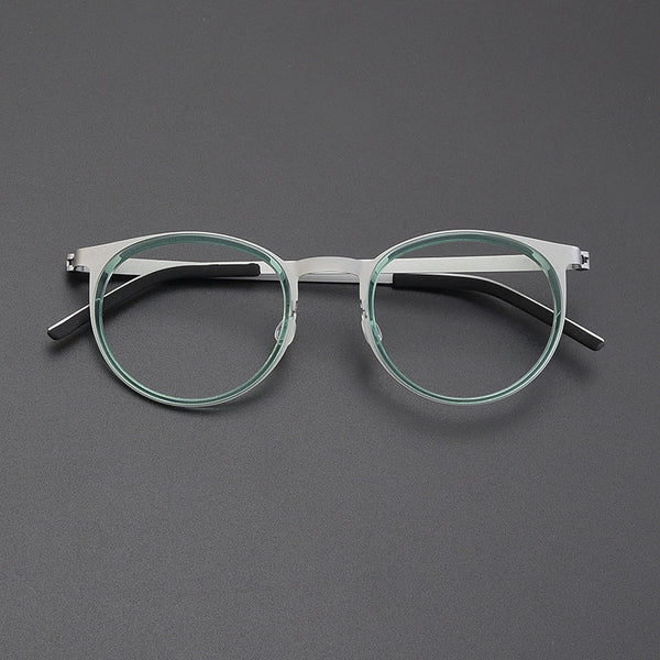 Leander Titanium Vintage Round Eyeglasses Frames 9704