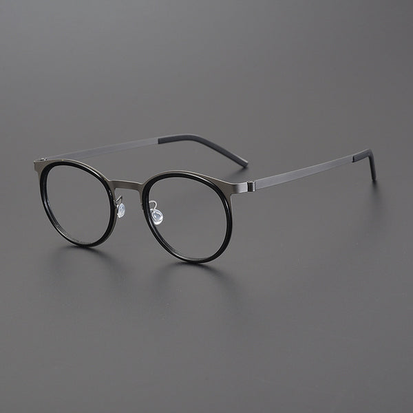 Leander Titanium Vintage Round Eyeglasses Frames 9704