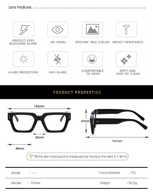 Fashion Square Unisex Glasses