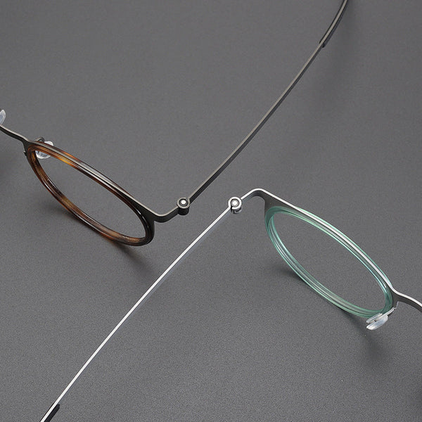 Leander Titanium Vintage Round Eyeglasses Frames 9704