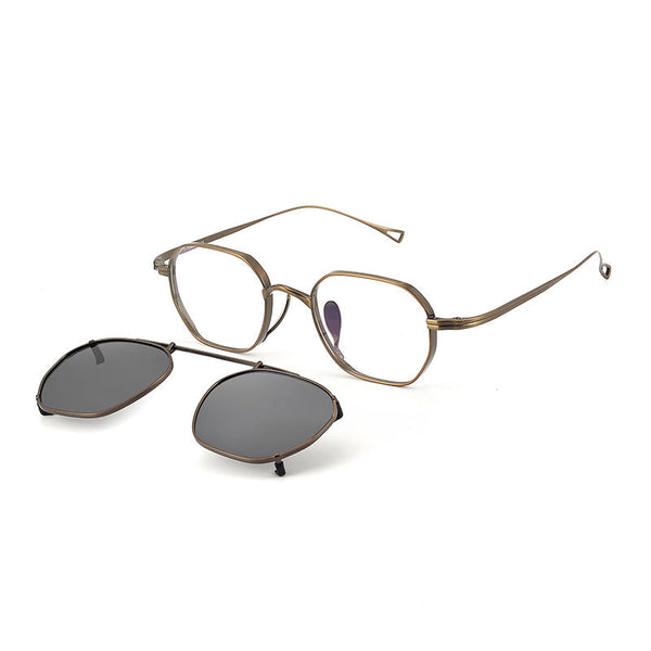 Ferrell Titanium Vintage Eyeglasses Frame With Sunglasses Clips