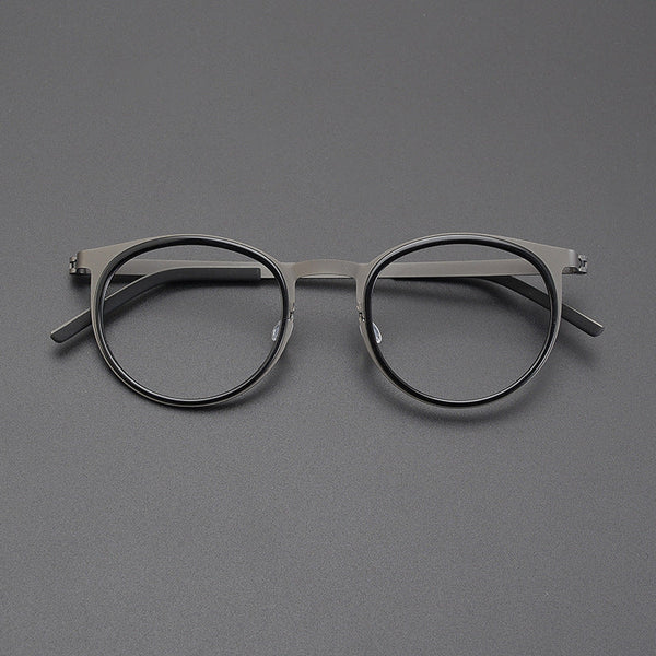 Leander Titanium Vintage Round Eyeglasses Frames 9704
