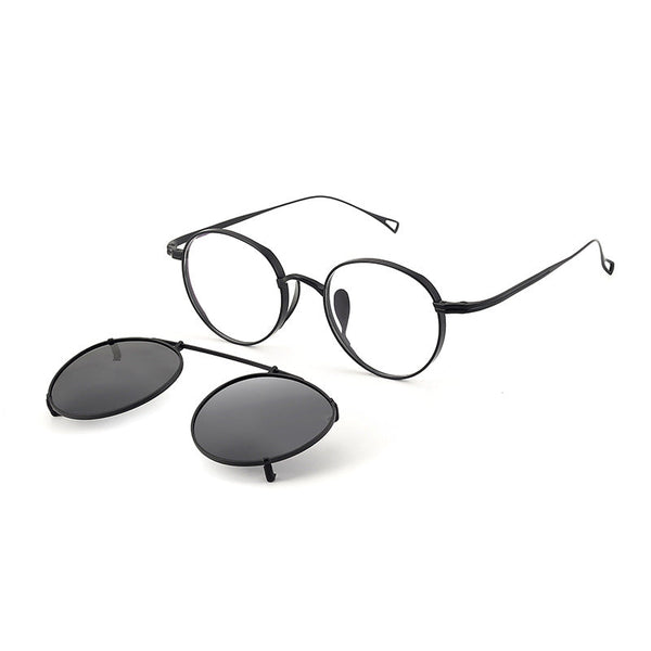 Jaklin Titanium Vintage Eyeglasses Frame With Sunglasses Clips