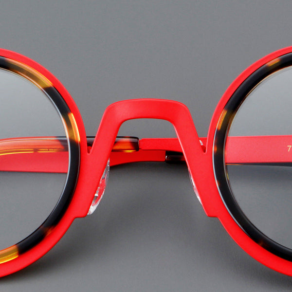 Titanium round frame plate glasses 76868