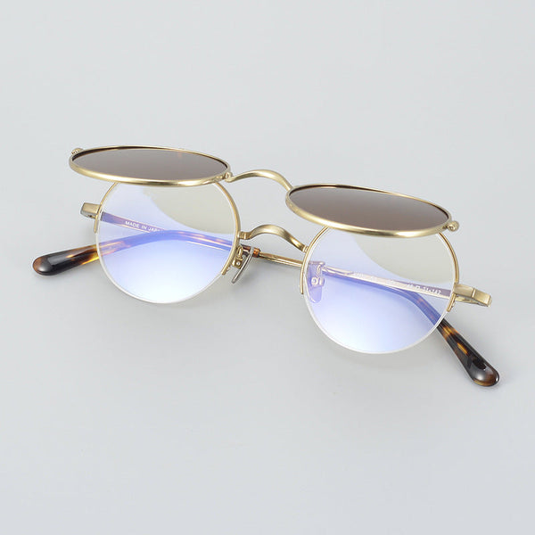 Harley Retro Round Titanium Flip-up Glasses Frame