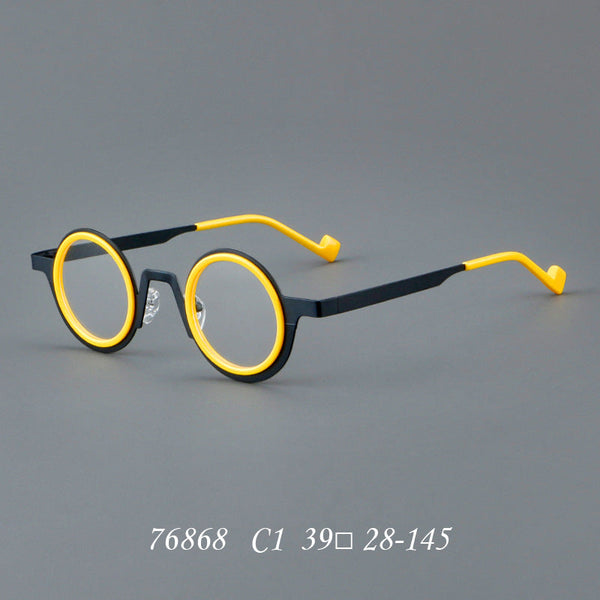 Titanium round frame plate glasses 76868