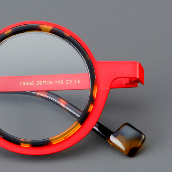 Titanium round frame plate glasses 76868