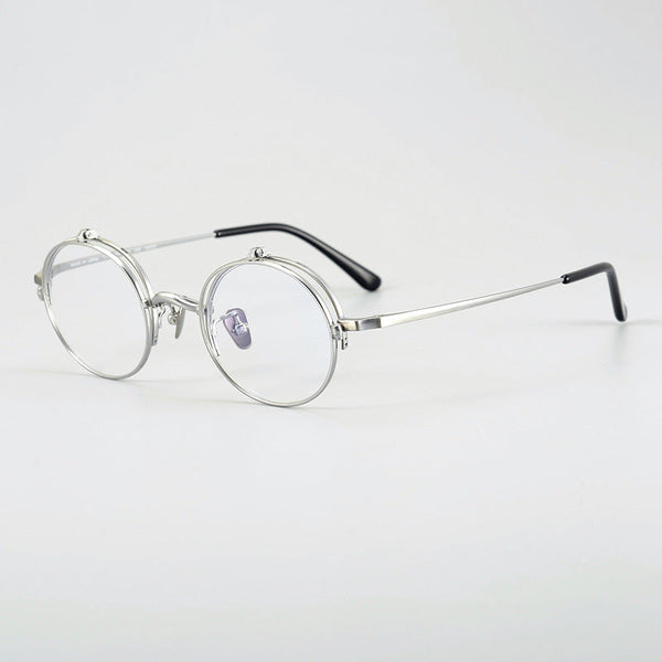 Harley Retro Round Titanium Flip-up Glasses Frame