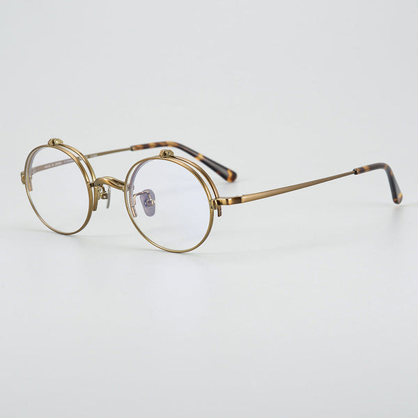 Harley Retro Round Titanium Flip-up Glasses Frame
