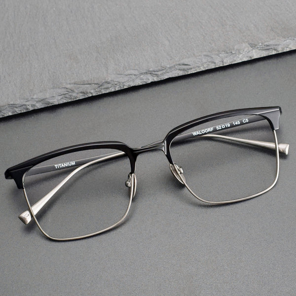 Retro Titanium Square Glasses Frame WALOORF