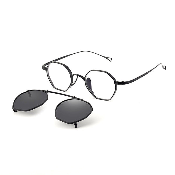 Abali Titanium Vintage Eyeglasses Frame With Sunglasses Clips