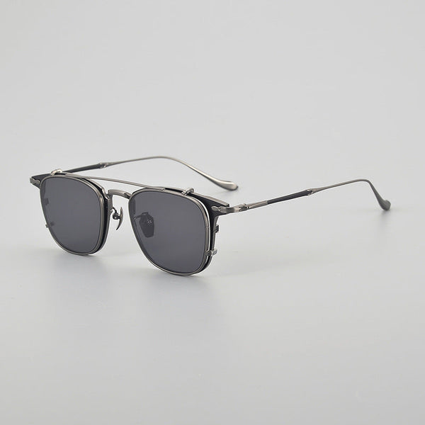 Chi Titanium Vintage Eyeglasses Frame With Sunglasses Clips