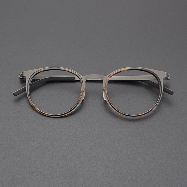 Leander Titanium Vintage Round Eyeglasses Frames 9704