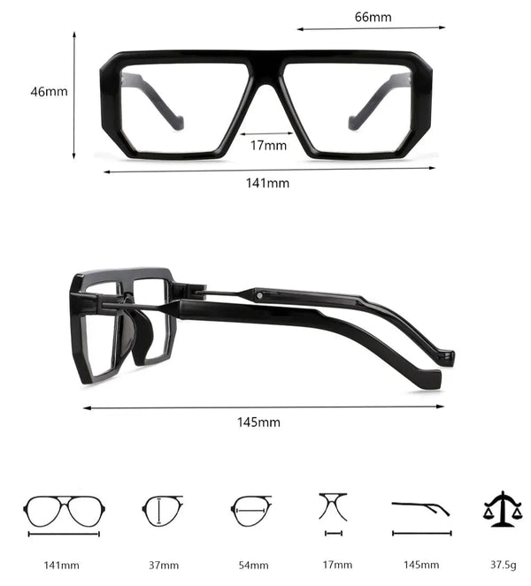 Spencer Irregular Hinged Leg Large Glasses Frame