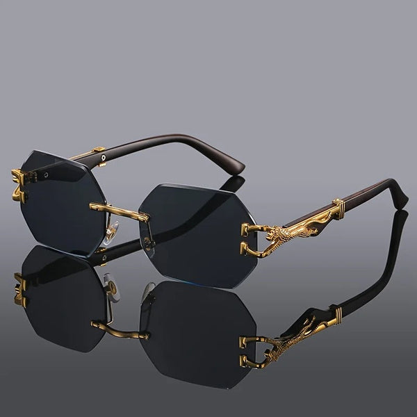 Rimless Gold Panther Sunglasses