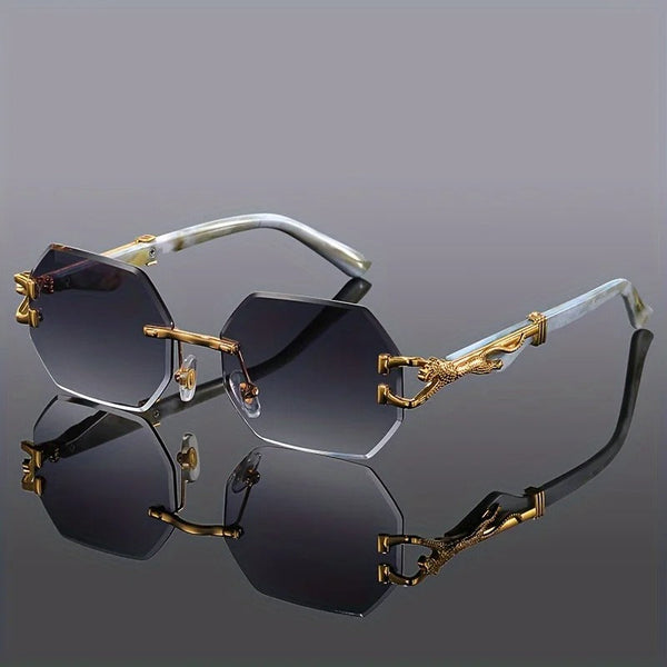 Rimless Gold Panther Sunglasses
