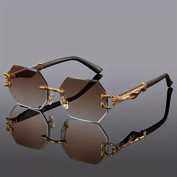 Rimless Gold Panther Sunglasses