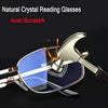 Natural Crystal Stone Clear Real Glass Lens Titanium Folding Reading Glasses (FREE BOX) - CML1058