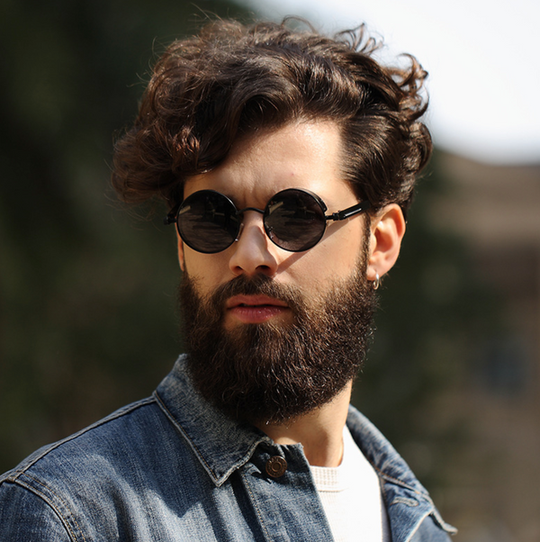 Retro Round Metal HD Polarized Steampunk Sunglasses