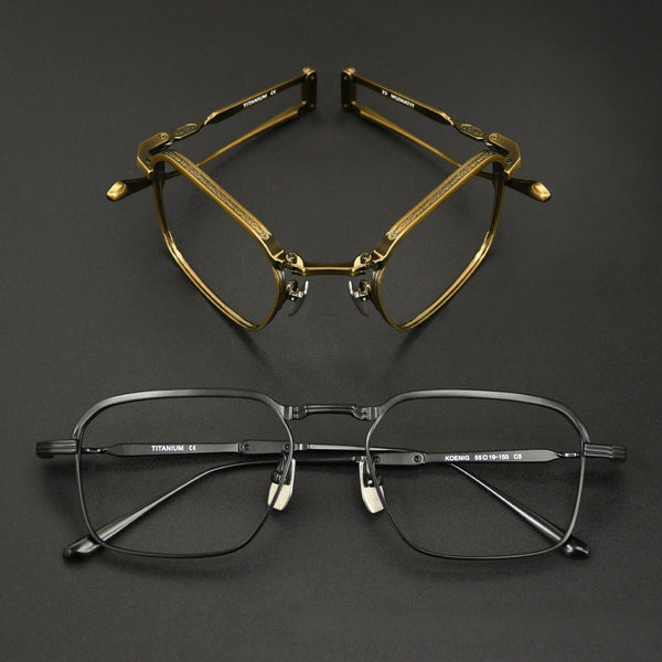 Phu Vintage Rectangle Titanium Foldable Eyeglasses Frame
