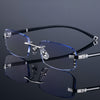 Fashion Diamond Cut Rimless Blue Light Reading Glasses