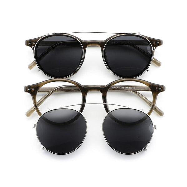 Ashlen TR90 Vintage Eyeglasses Frame With Sunglasses Clips