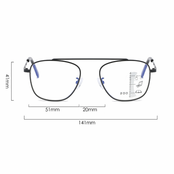 Ultra-light Aviator Multifocal Progressive Anti-Blue Light Reading Glasses
