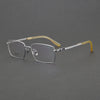 【Natural Horn Series】Fessler Vintage Titanium Rectangle Glasses Frame