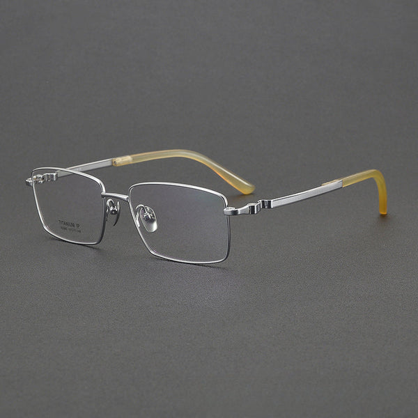 【Natural Horn Series】Fessler Vintage Titanium Rectangle Glasses Frame