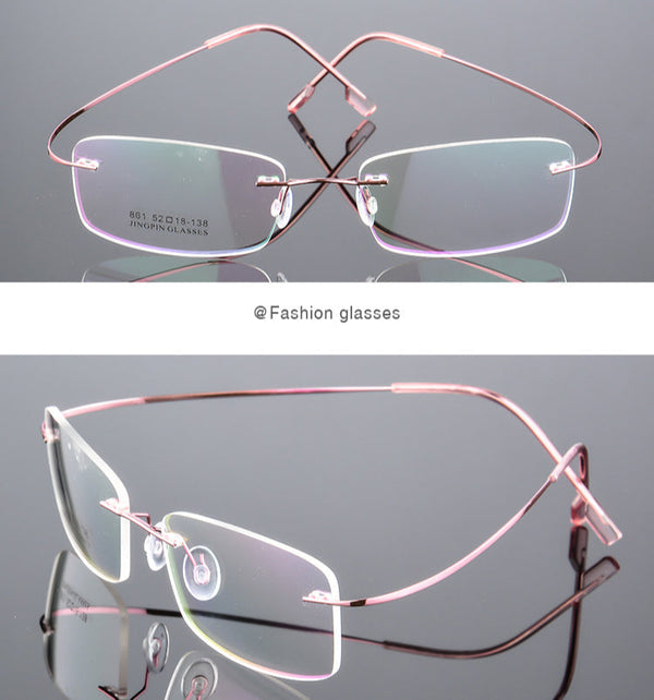Ultra-Light Titanium Rectangle Rimless Glasses - CMT861
