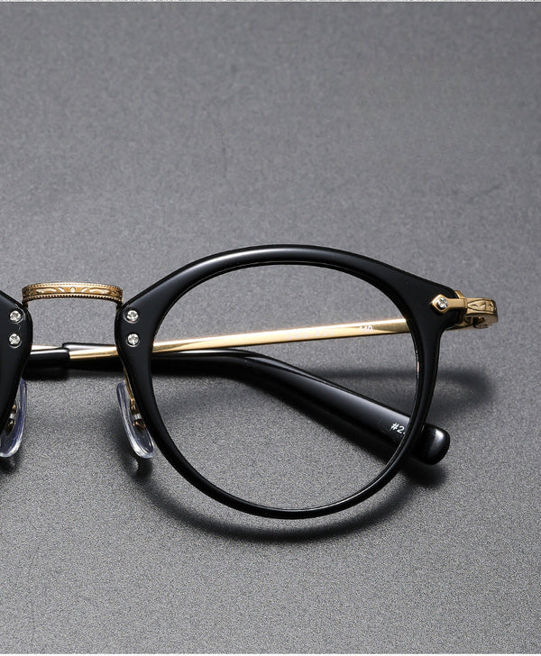 Retro Full Rim Titanium Oval Glasses Frame GMS805