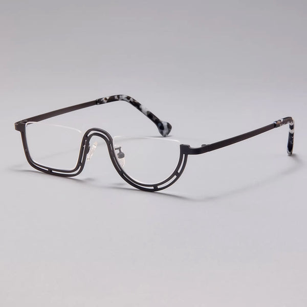 Pure Titanium Square Half Rim Eyeglasses Frame - CM185898