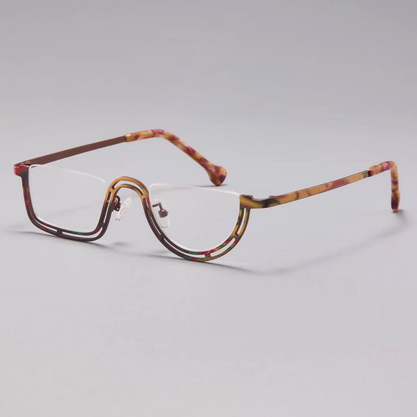 Pure Titanium Square Half Rim Eyeglasses Frame - CM185898