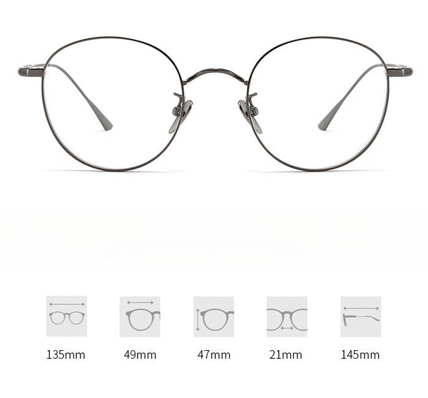 Titanium Vintage Round Eyeglasses Frames ST GWS-835