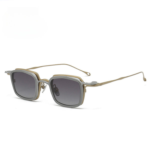 Ewa Square Titanium Glasses Frame With Magnetic Sunglasses Clips