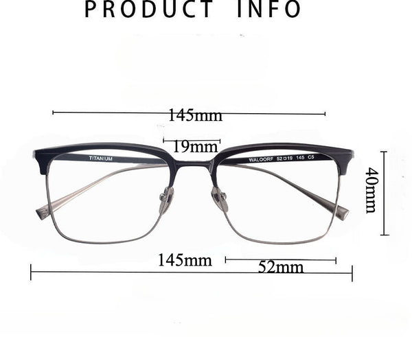 Retro Titanium Square Glasses Frame WALOORF