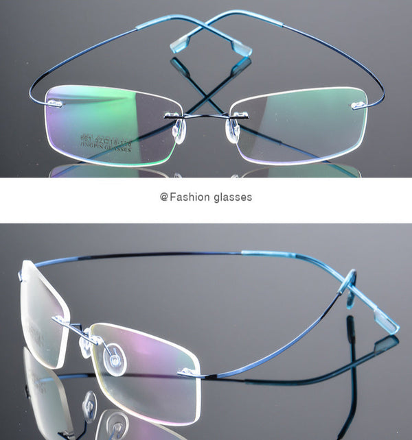 Ultra-Light Titanium Rectangle Rimless Glasses - CMT861
