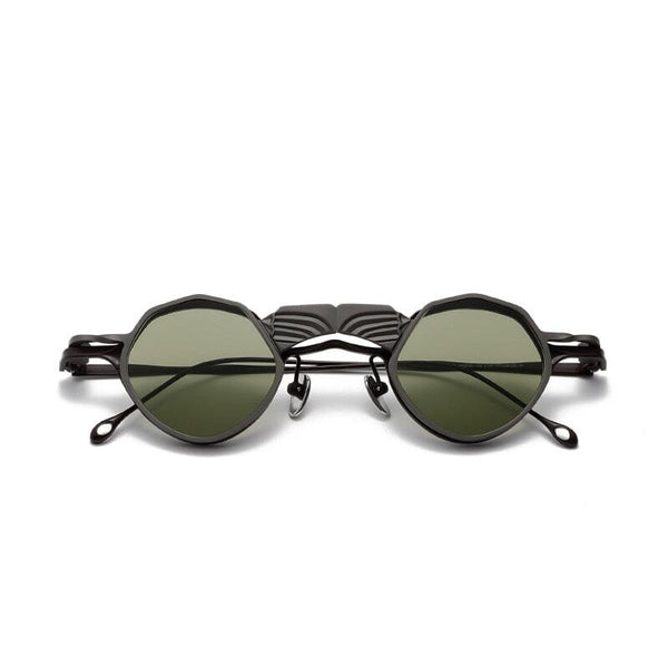 York Geometric Titanium Glasses Frame With Magnetic Sunglasses Clips