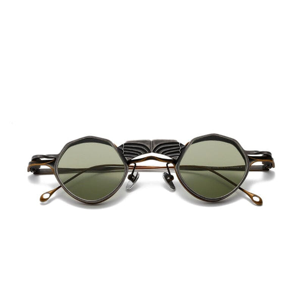 York Geometric Titanium Glasses Frame With Magnetic Sunglasses Clips