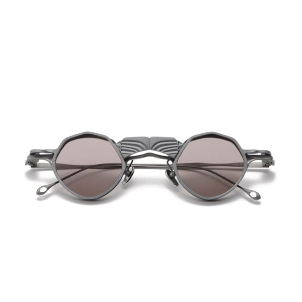 York Geometric Titanium Glasses Frame With Magnetic Sunglasses Clips