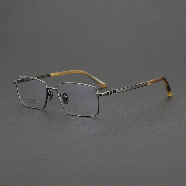 【Natural Horn Series】Fessler Vintage Titanium Rectangle Glasses Frame