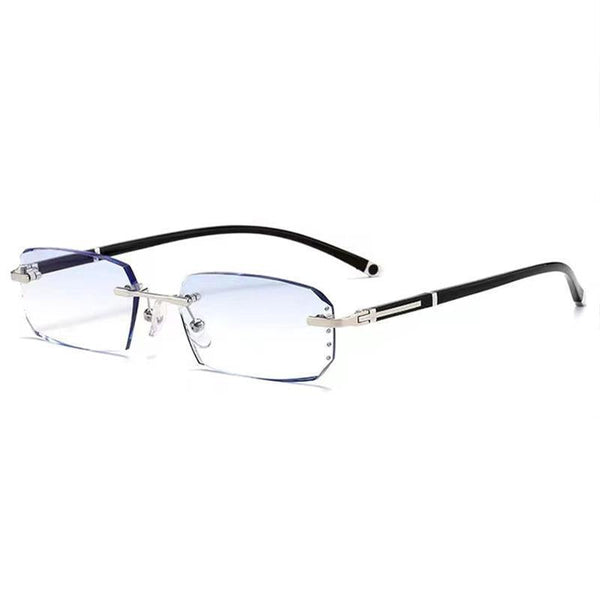 Fashion Diamond Cut Rimless Blue Light Reading Glasses