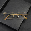 【Natural Horn Series】Fessler Vintage Titanium Rectangle Glasses Frame