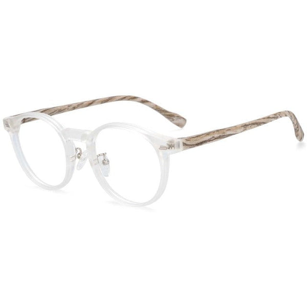 Freda Retro Round Wood Grain Leg Glasses Frame