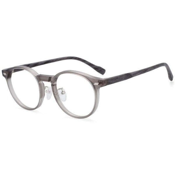 Freda Retro Round Wood Grain Leg Glasses Frame