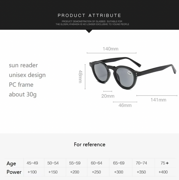 Ultra-Light Acetate UV Protection Reading Sunglasses