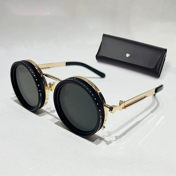 Adjustable Tint Polarized Round Sunglasses | ND9 Stepless 1-9 Gears